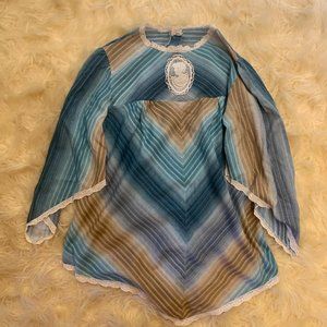 60s 70s Victorian Style Beautiful Flowing Lace Pastel Top